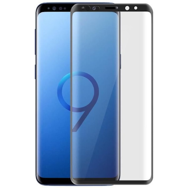 Skärmskydd - AVIZAR - Galaxy S9 - Härdat glas 9H - Böjd 5D - Komplett skydd Svart