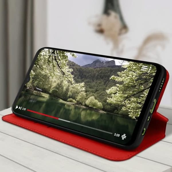 Fodral folio - AVIZAR - Samsung A14 4G/5G - Röd - Heltäckande skydd - Stativfunktion Röd