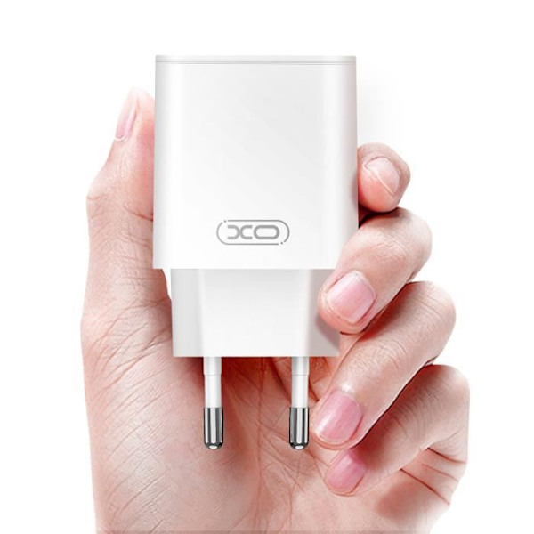 USB-C-laddare - XO - 20W - Kompakt - USB-C-kabel 60W - Överspänningsskydd Vit