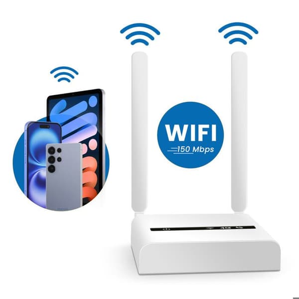4G Wi-Fi-router för fast telefon och smartphone med Geemarc SIM-kort vit