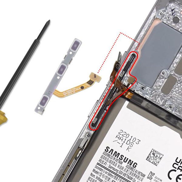 Knappanel - SAMSUNG - Galaxy S22/S22 Plus - Flexkabel - Original - Grå Grå