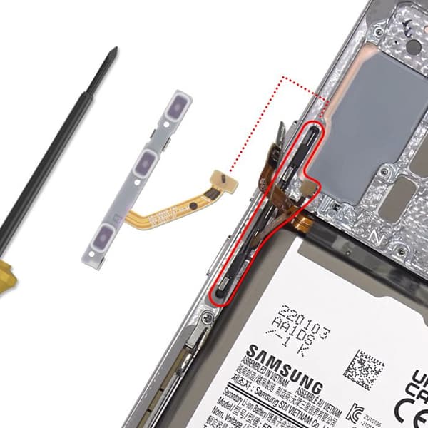 Original knappmembran för Galaxy S22 / S22 Plus ström- och volym flexkabel Samsung grå Grå