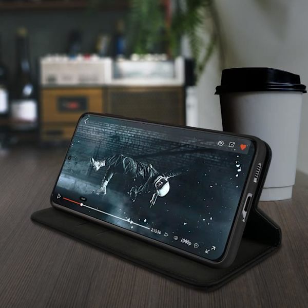 Samsung S21 Plus - AVIZAR - Lompakko, Videotuki, Magneettisuljenta - Musta Svart