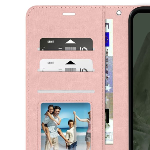 Fodral för Google Pixel 8 Plånboksställ Funktion med handledsrem Mayaxess Pink Champagne