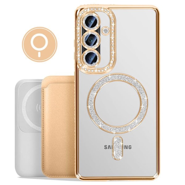 Coque Diamant til Samsung Galaxy A56 MagSafe Kontur Strass Guld Gul