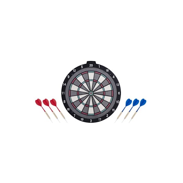 Dartskive med plastikspidser - NO NAME - 45 cm - Leveres med 6 dartpile - Hænges på væggen Svart