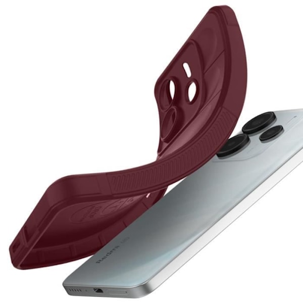 Siliconhölje för Xiaomi Redmi Note 14 5G Stöttåligt Mönster Texturerad 3D Bordeaux Röd