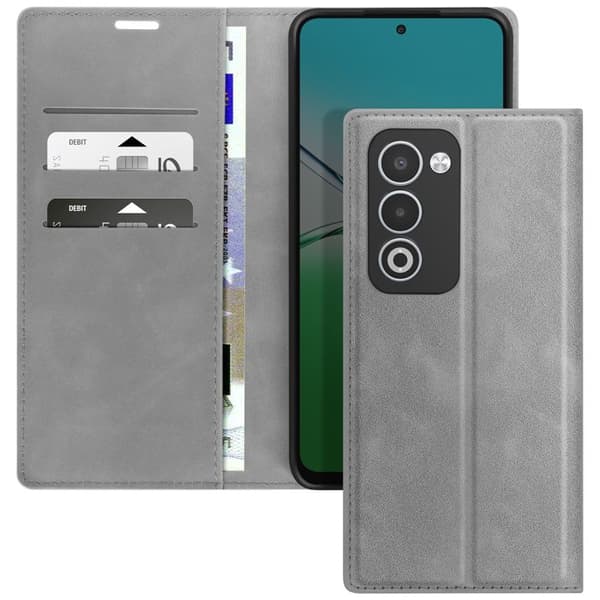 Folio Classic Case för Oppo A5 med Stödfunktion Grå Grå