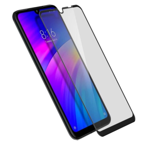 Xiaomi Redmi 7 Film Skärmskydd Härdat Glas 9H Fasade kanter Transparent Svart