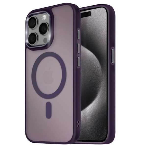 MagSafe-kuori iPhone 15 Pro Matta Läpinäkyvä Violetti Reuna Lila