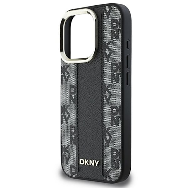 IPhone 16 Pro-fodral - DKNY läder hårdskal rutmönster Magsafe (DKHMP16LPCPVSLK) - Noir svart