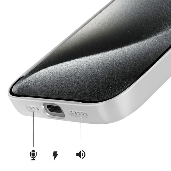 MagSafe-cover til iPhone 15 Pro Max, hård med glasbeskyttelse til kamera, sølv Grå