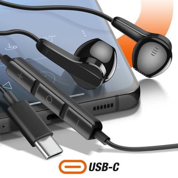 Magnetiske USB C-øretelefoner med mikrofon og LinQ-kontrolknapper Sort Svart