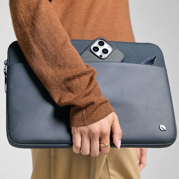 Hus till MacBook Pro 14'' Polyester Med Dragkedja Mjuk Touch Insida Incase Mörkblå Blå