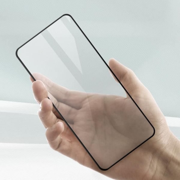 Realme GT etui Blødt silikone hærdet glasfilm 9H Transparent Sort Svart