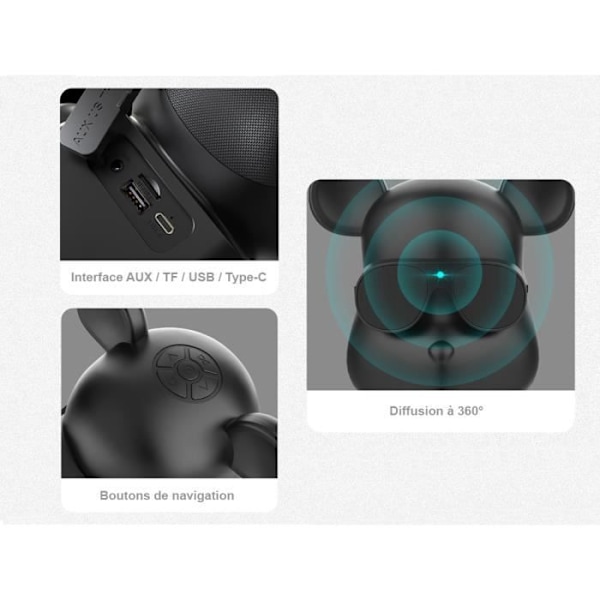 Bärbar Bluetooth 5.2-högtalare Modell Ourson 3W TechKidz Vit Vit