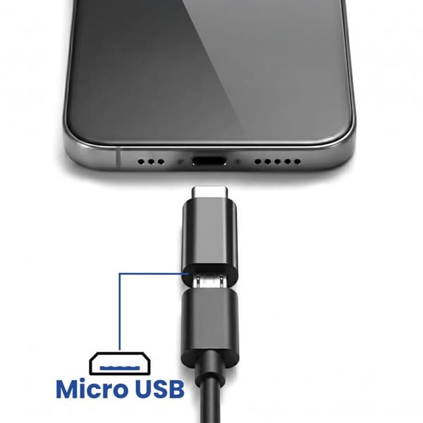OTG Micro-USB Naisliitin USB-C Urosmuunnin Blue Star Musta