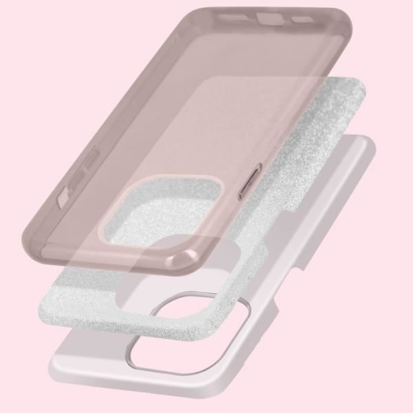iPhone 14 Avtagbart Glitter Halvstyvt silikonfodral Rosa