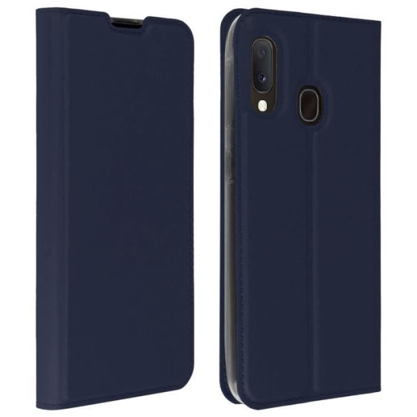 Hynde til Samsung Galaxy A20e - AVIZAR - Folio Etui - Øko-læder - Video Stander - Mørk Blå Midnattsblå
