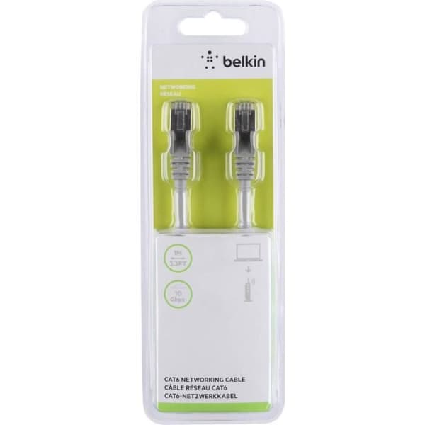 Netværkskabel - BELKIN - CAT6 STP RJ45M M - 1 m - Snagless - S-FTP - Grå