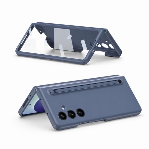 Cover til Galaxy Z Fold 8 Ultra 360° Fuld Mat Finish med Blå Stylus Blå