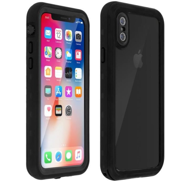 Coque iPhone X og XS - Apple - Vandtæt etui IP68 - Stødabsorberende - Beskyttelse op til 2m - Sort svart