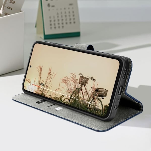 Kansi Honor 200 Smart Brushed Effect -lompakkoon ja Stand Midnight Blue -jalustalle Blå