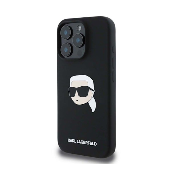 Coque til iPhone 16 Pro Max, kompatibel med MagSafe, Karl Head serie i silicone, Karl Lagerfeld sort Svart