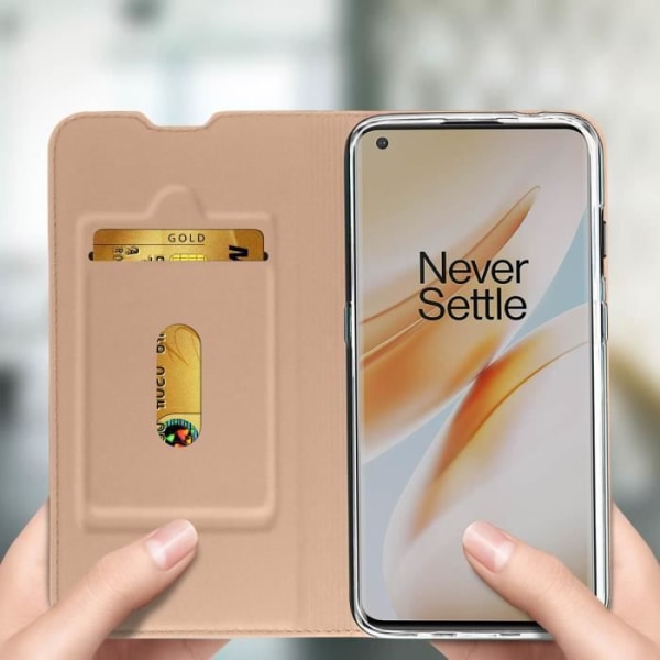 OnePlus 8 Case Folio Case Kortholder Video Support Funktion Rose Gold