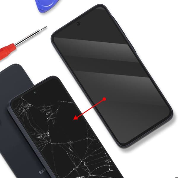 Fullskärm LCD TFT - AVIZAR - Galaxy A35 - Svart Chassi - Snabbinstallation - Förmonterad Svart