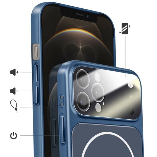 Cover til iPhone 12 Pro Max Kompatibel med MagSafe Mat AG Glas Mørkeblå Blå