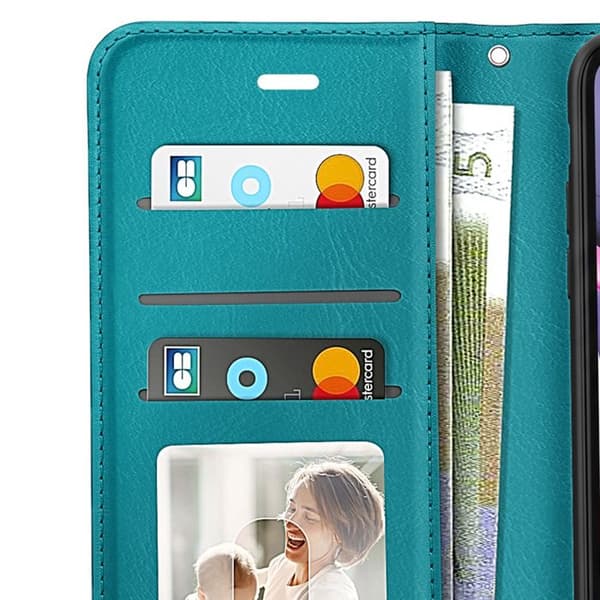 Pungetui til iPhone 11 med videostøtte og håndledsrem Mayaxess Turkis Blå