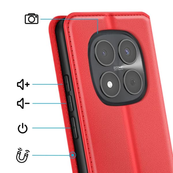 Folio-etui til Redmi Note 15 Pro 5G med kortlomme og støttefunktion Rød Röd
