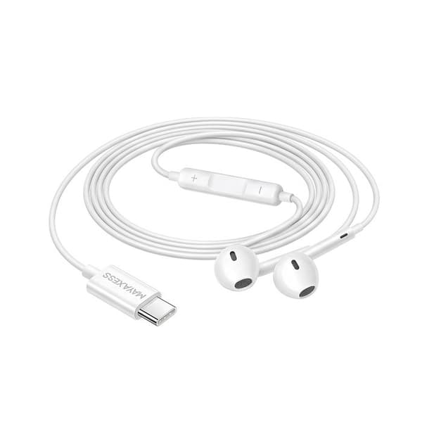 Trådade hörlurar - MAYAXESS - Xiaomi 14T - USB-C - Inbyggd mikrofon - Vit Vit