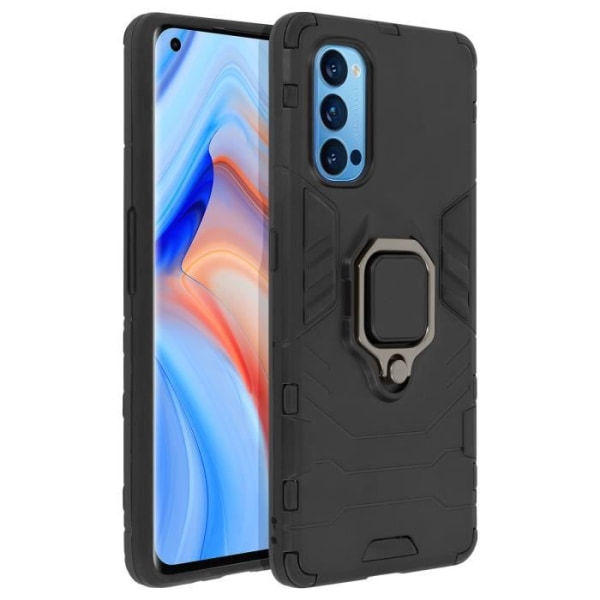 Coque - Oppo - Reno 4 Pro - Stødabsorberende - Metallring - Ultra-holdbar Svart