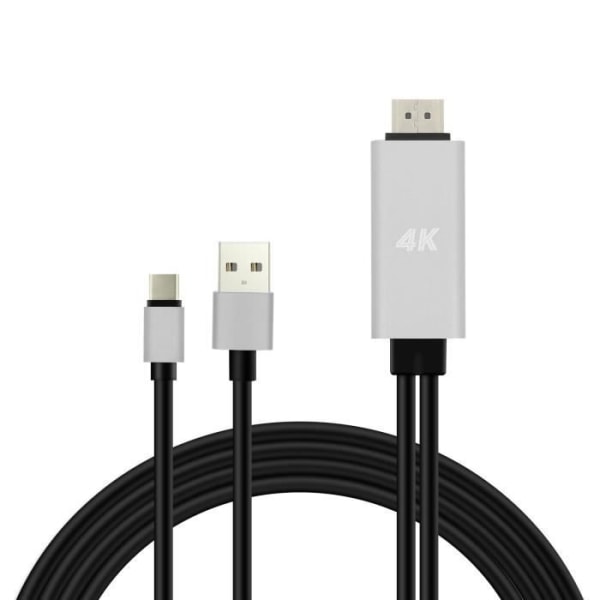 MHL USB Typ C till HDMI 4K Kabel Video Adapter 1,8m 4Smarts Svart