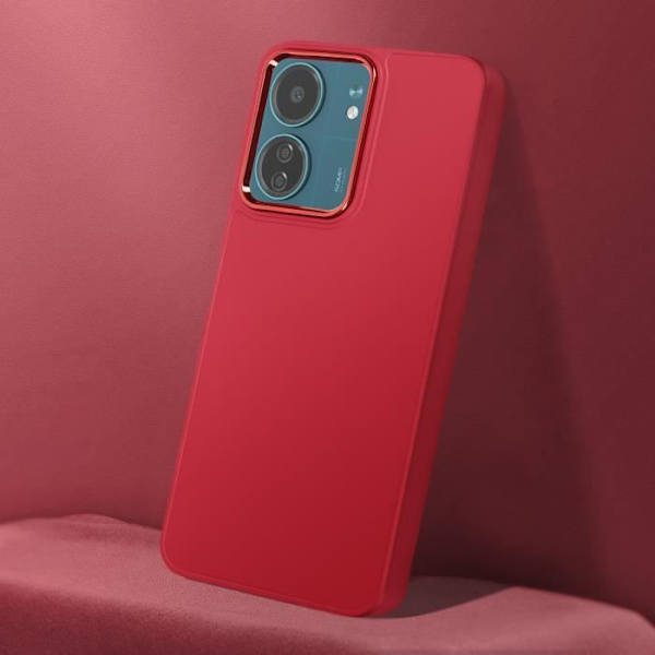 Kotelo Xiaomi Redmi 13C Silicone Camera Contour Metallic Carmine -kameralle Röd