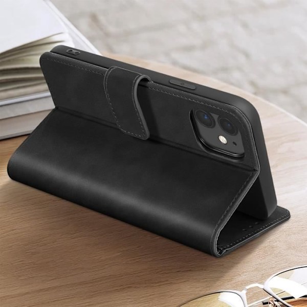 Cover til iPhone 11 Wallet Flip Video Support - AVIZAR - Sort - Halvstiv - Glat - Blandet Svart