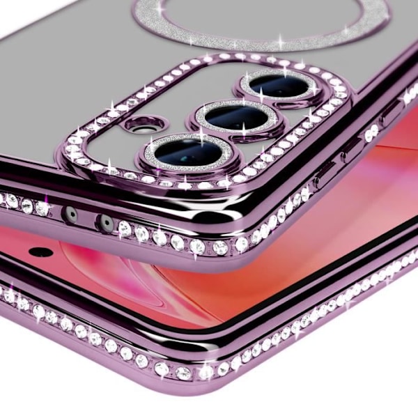 Coque Diamant pour Samsung Galaxy S24 FE MagSafe Contour Strass Violet Lila