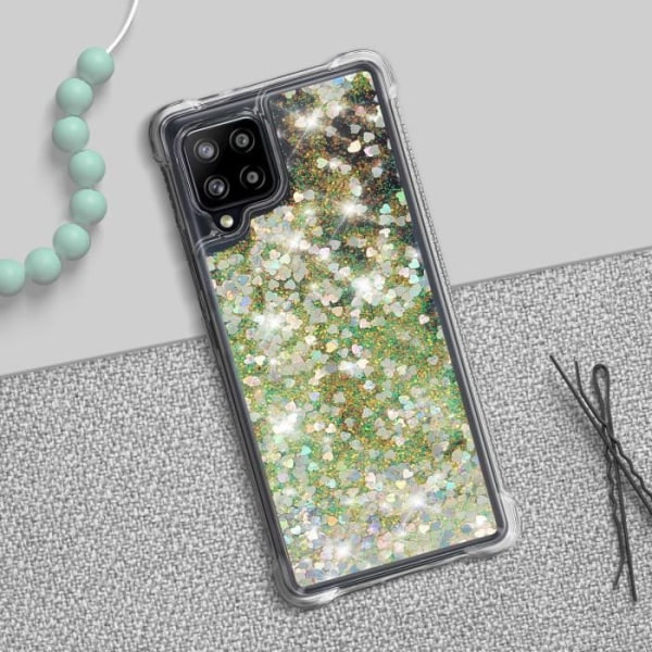 Suojakuori Samsung Galaxy A42 5G Joustava Puskuri Glitter Tiimalasiefekti Hopea