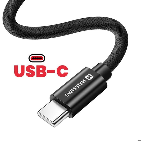 USB-C til USB-C kabel 3m 60W Universel Hurtig Opladning og Overførsel Swissten Sort