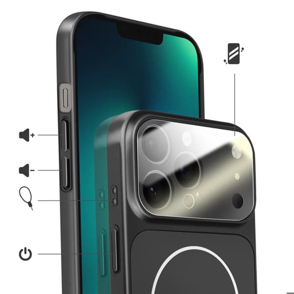 Cover til iPhone 13 Pro Max Kompatibel med MagSafe Mat AG Glas Sort Svart