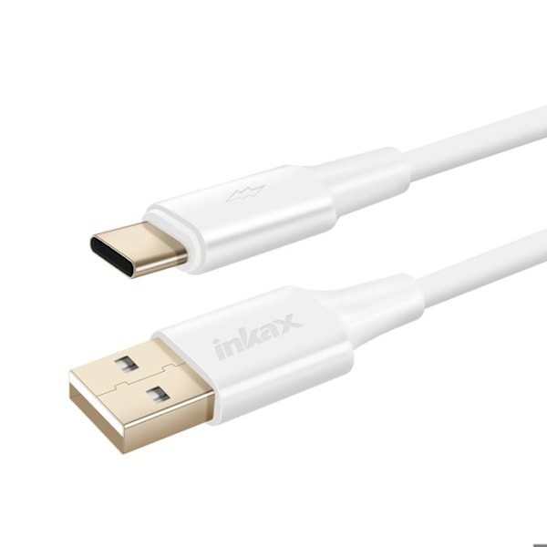 USB-kaapeli USB C:hen lataus ja synkronointi 2m Inkax Valkoinen