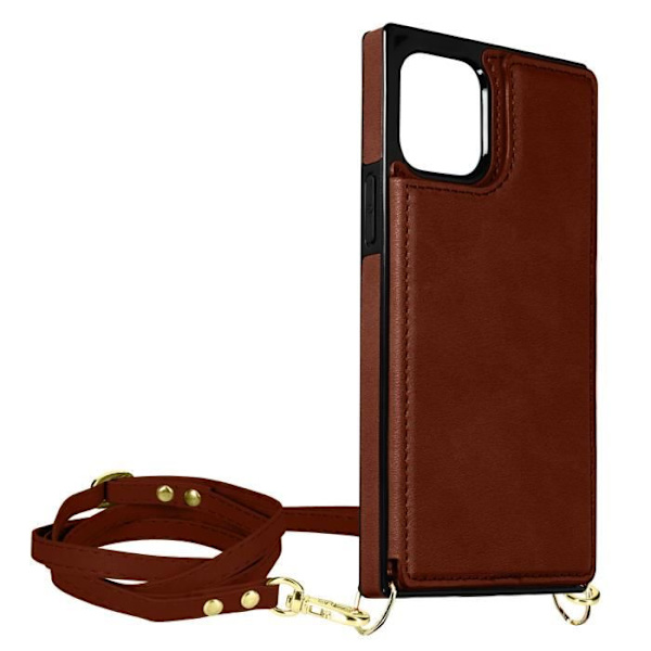 Coque Cordon - Ruskea - iPhone 12/12 Pro - Monikäyttöinen - Irrotettava Olkahihna - Integroitu Lompakkotasku kastanj