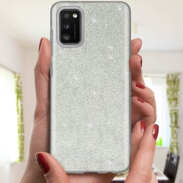 Beskyttelsescover - Samsung - Galaxy A41 - Paillette - Semi-solid silikone - Chic Silvergrå