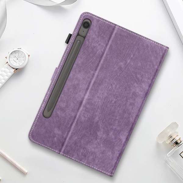 Ärende - AVIZAR - Samsung Galaxy Tab S9/S9 FE - Syntetiskt läder - Kortficka - Videostöd Lila
