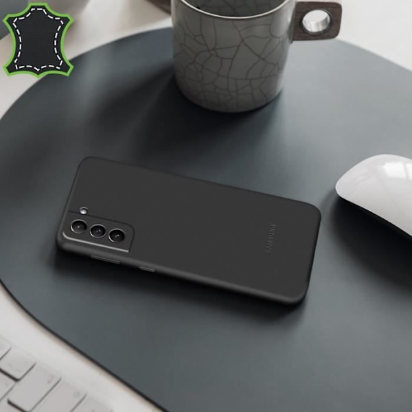 Coque - Samsung - Galaxy S21 Plus - Ægte læder - Fleksibel - Robust beskyttelse Svart