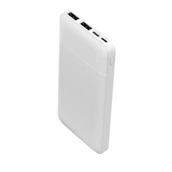 Nødbatteri - PLATINET - 10000mAh - Lithium-Polymer - 2 USB-A-porte - Hvid Vit