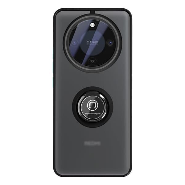 Skyddsfodral för Honor Magic 8 Lite, Bi-material med magnetring, Svart Svart
