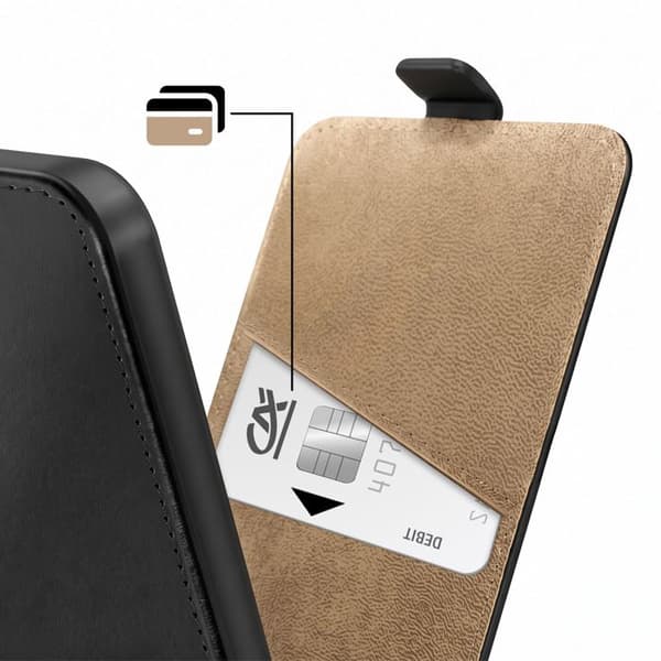 Vertikal Flip Cover til Xiaomi Redmi Note 17 Pro med Kortlomme Sort / Brun Svart brun